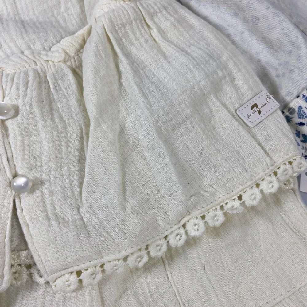 7 For All Mankind Baby Floral Jacket/Shirt/Shorts Set 12M Marshmallow Crème NEW‎